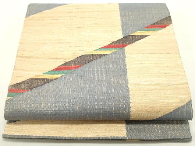 平和屋着物●六通柄袋帯 紬地 抽象文様 正絹 逸品 DAAU6830ob