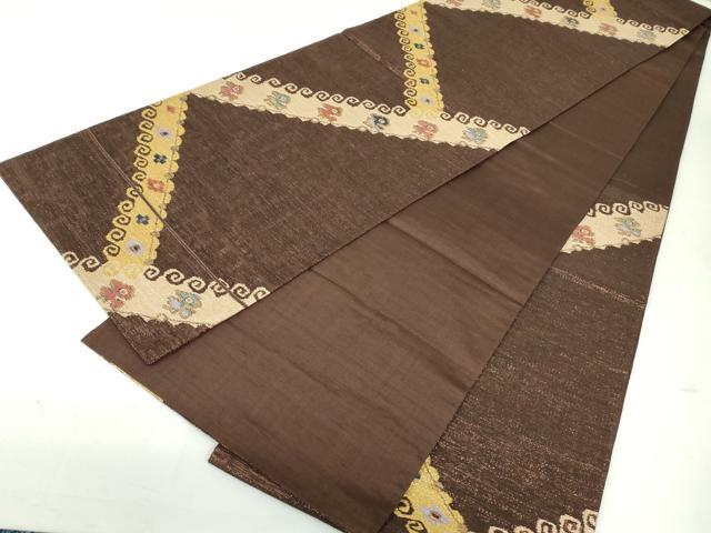 平和屋着物●六通柄袋帯 紬地 切嵌花鳥文 金糸 正絹 逸品 未使用 DAAU6873ob