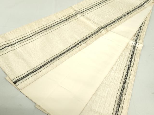 平和屋着物▽全通柄袋帯 スリーシーズン 春夏秋 紬地 櫛織 間道 銀糸 正絹 逸品 DAAU6889ob
