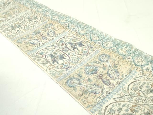 平和屋着物●小千谷紬 全通柄袋帯 狩猟更紗花唐草間道 正絹 逸品 DAAU6892ob