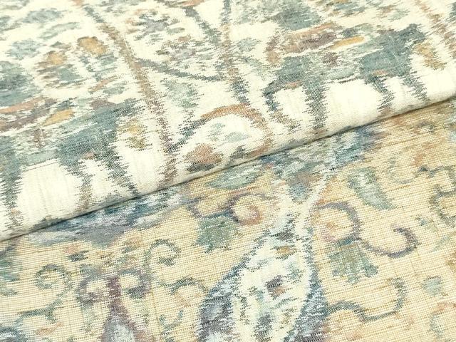 平和屋着物●小千谷紬 全通柄袋帯 狩猟更紗花唐草間道 正絹 逸品 DAAU6892ob