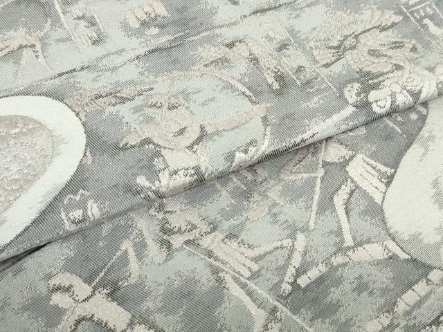 平和屋着物●本場筑前博多織 八寸名古屋帯 流水壁画文 正絹 逸品 DAAU6928ob