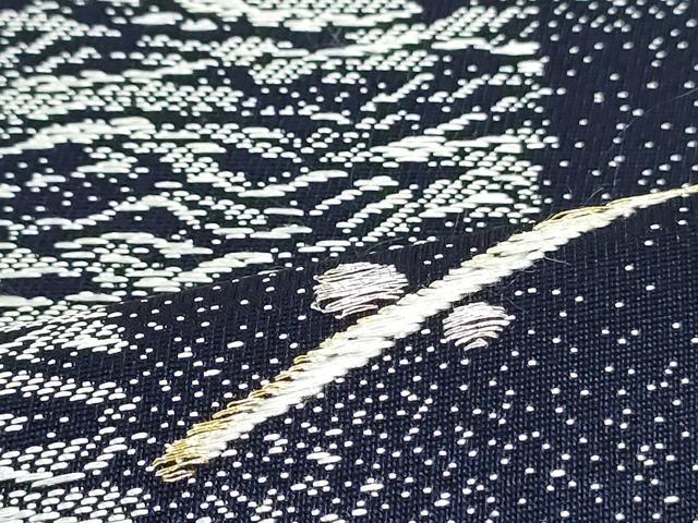 平和屋着物●六通柄袋帯 立波抽象間道 金銀糸 正絹 逸品 DAAU6942ob