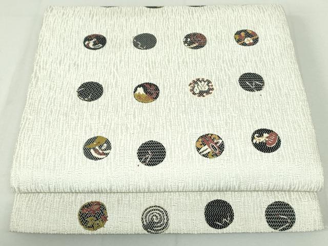 平和屋着物●六通柄袋帯 唐織 星暦 銀通し地 正絹 逸品 DAAU7000ob