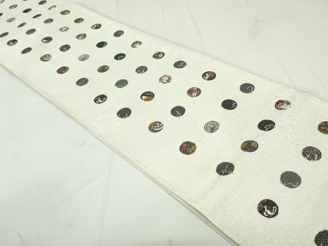 平和屋着物●六通柄袋帯 唐織 星暦 銀通し地 正絹 逸品 DAAU7000ob