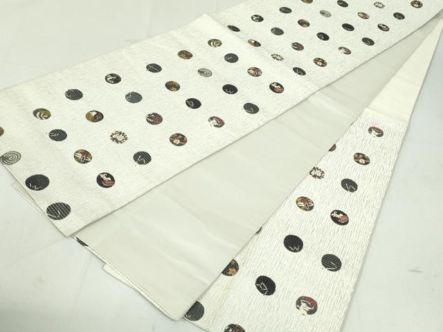 平和屋着物●六通柄袋帯 唐織 星暦 銀通し地 正絹 逸品 DAAU7000ob