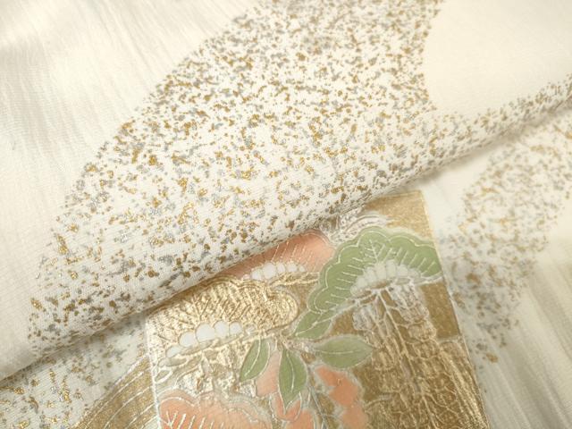 平和屋着物●和装小物 帯締め・帯揚げセット 礼装用 色紙枝垂れ花松 金銀彩 金糸 逸品 未使用 DAAU7972zzz