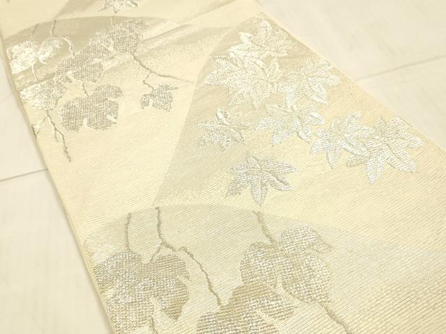 平和屋着物*夏物 六通柄袋帯 草葉文 銀糸 正絹 逸品 DAAU8148cm