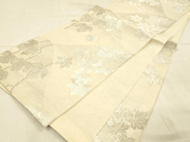 平和屋着物*夏物 六通柄袋帯 草葉文 銀糸 正絹 逸品 DAAU8148cm