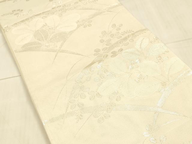 平和屋着物*夏物 六通柄袋帯 草葉文 銀糸 正絹 逸品 DAAU8163cm