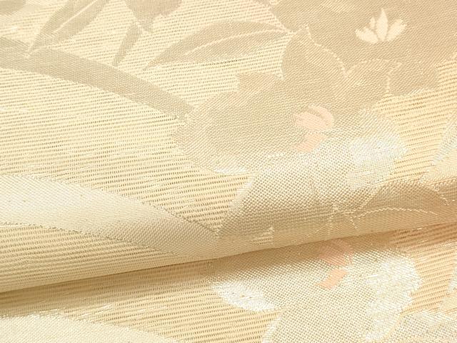 平和屋着物*夏物 六通柄袋帯 草花文 銀糸 正絹 逸品 DAAU8272cm