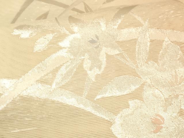 平和屋着物*夏物 六通柄袋帯 草花文 銀糸 正絹 逸品 DAAU8272cm