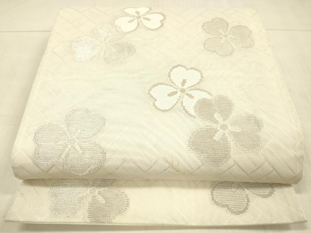 平和屋着物*夏物 六通柄袋帯 舞花文 銀糸 DAAU8314cm