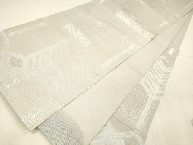 平和屋着物*夏物 六通柄袋帯 亀甲草葉文 銀糸 正絹 逸品 DAAU8390cm