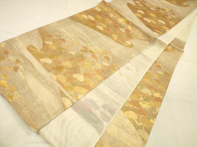 平和屋着物*夏物 六通柄袋帯 草原乃花 金糸 正絹 逸品 DAAU8391cm