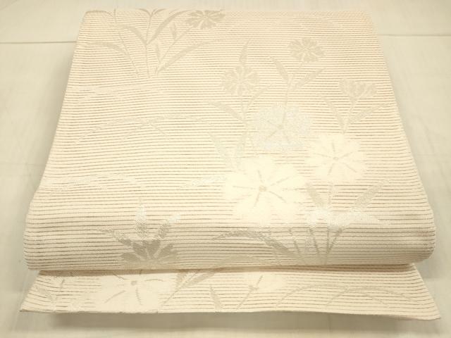 平和屋着物*夏物 六通柄袋帯 撫子 銀糸 正絹 逸品 DAAU8475cm