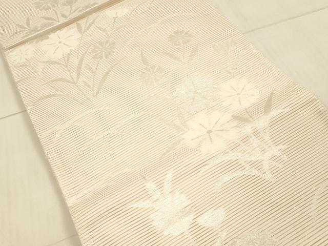 平和屋着物*夏物 六通柄袋帯 撫子 銀糸 正絹 逸品 DAAU8475cm
