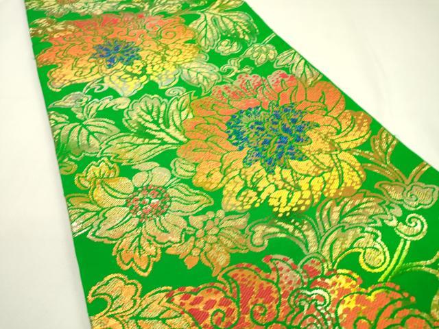 平和屋着物●六通柄 本袋帯 龍村平蔵柄 印金大牡丹錦 金銀糸 正絹 逸品 DAAU9109fe