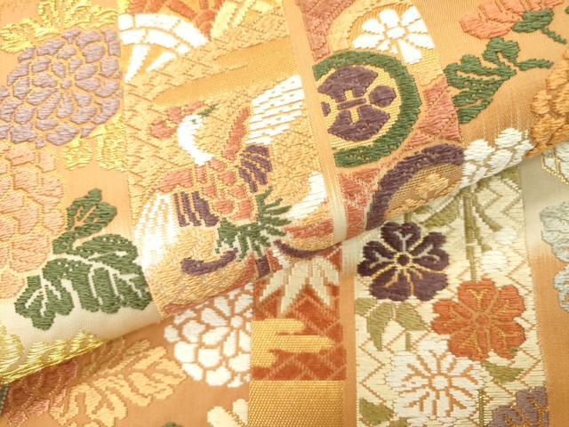 平和屋着物●六通柄袋帯 唐織 鳳凰吉祥花文 金糸 正絹 逸品 DAAU9671fe