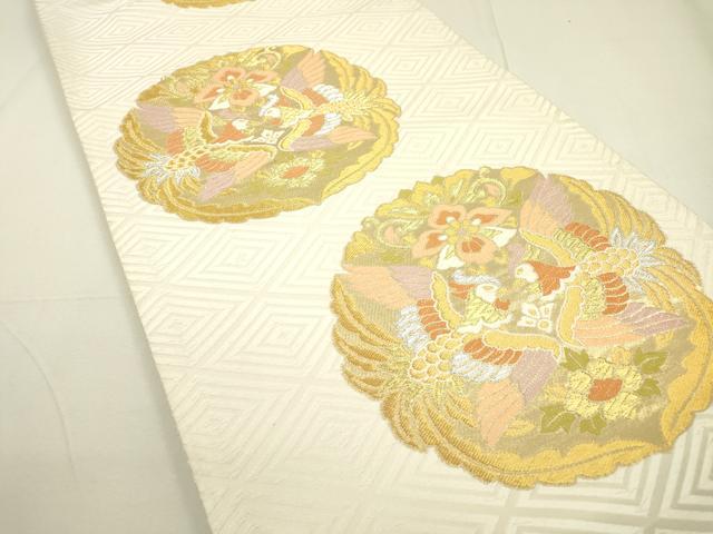 平和屋着物▼六通柄袋帯 唐織 向かい鳥花文 金銀糸 正絹 逸品 DAAU9699fe
