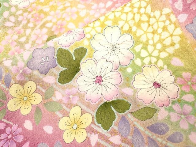 平和屋着物●豪華振袖 絞り 辻が花 暈し染 金彩 銀通し地 正絹 逸品 DAAU9803fe