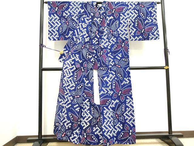 平和屋着物∴夏物 浴衣 有松鳴海絞り 舞蝶文 綿 逸品 DAAV0369cd