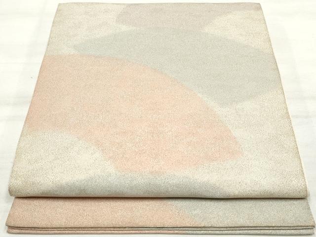平和屋着物◎砂子綴れ 全通柄袋帯 地紙重ね文 銀糸 正絹 逸品 DAAV0762qa