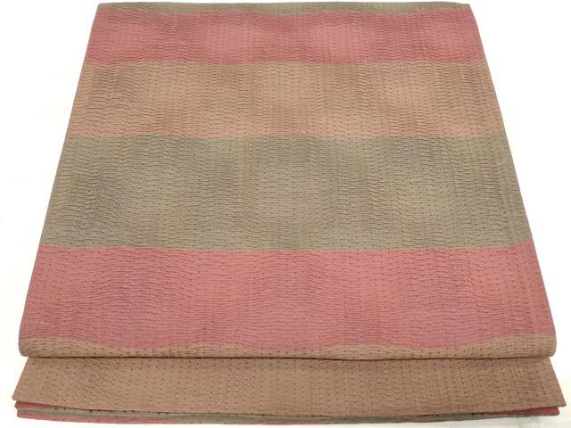 平和屋着物◎六通柄袋帯 横段文 正絹 逸品 DAAV0806qa