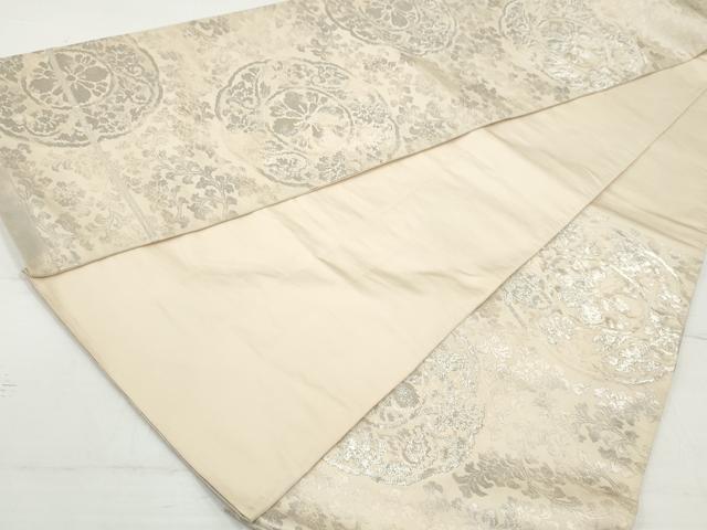 平和屋着物◎六通柄袋帯 更紗花文 銀糸 正絹 逸品 DAAV0828qa