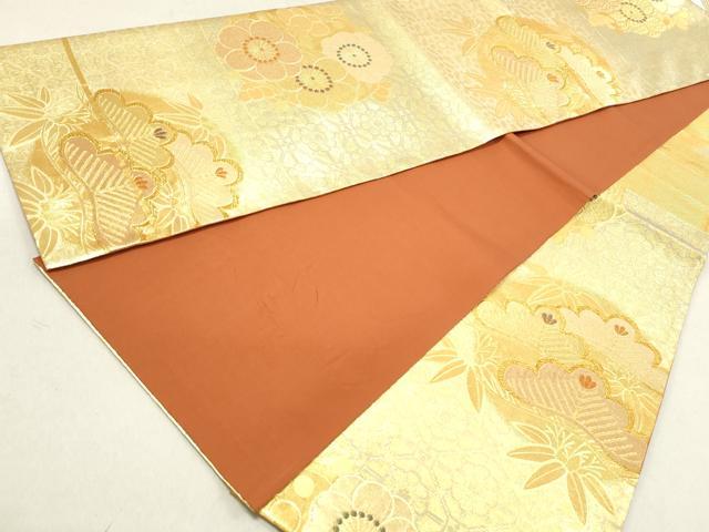 平和屋着物◎本佐賀錦 六通柄袋帯 釉彩箔 松竹梅 金糸 正絹 逸品 DAAV0913qa