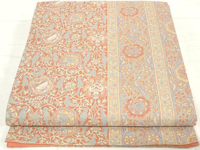 平和屋着物◎六通柄袋帯 更紗花鳥間道 正絹 逸品 DAAV0961qa