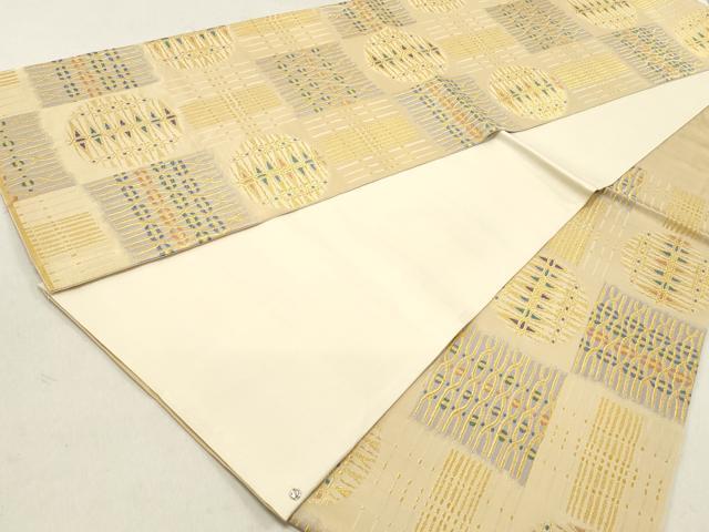 平和屋着物◎六通柄袋帯 唐織 幾何学文様 金糸 正絹 逸品 DAAV0965qa