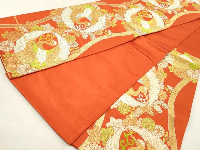 平和屋着物◎六通柄袋帯 唐織 花鳥文 鶴 金糸 正絹 逸品 DAAV0980qa