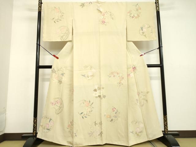 平和屋着物●訪問着 草花丸文 正絹 逸品 未使用 DAAV1063tw