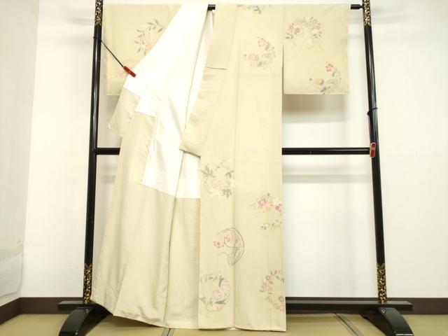 平和屋着物●訪問着 草花丸文 正絹 逸品 未使用 DAAV1063tw
