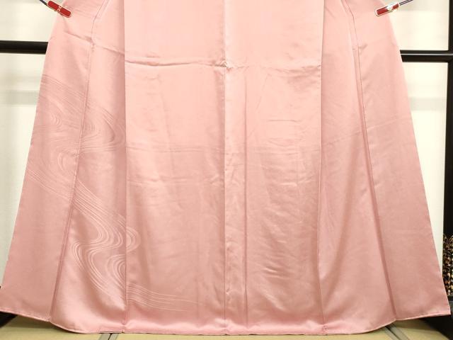 平和屋着物●豪華色留袖 流水地紋 ピンクアーモンド色 正絹 逸品 未使用 DAAV1112tw