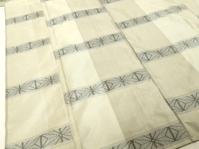 平和屋着物●上質な紬 横段麻の葉文様 正絹 逸品 DAAV1144tw
