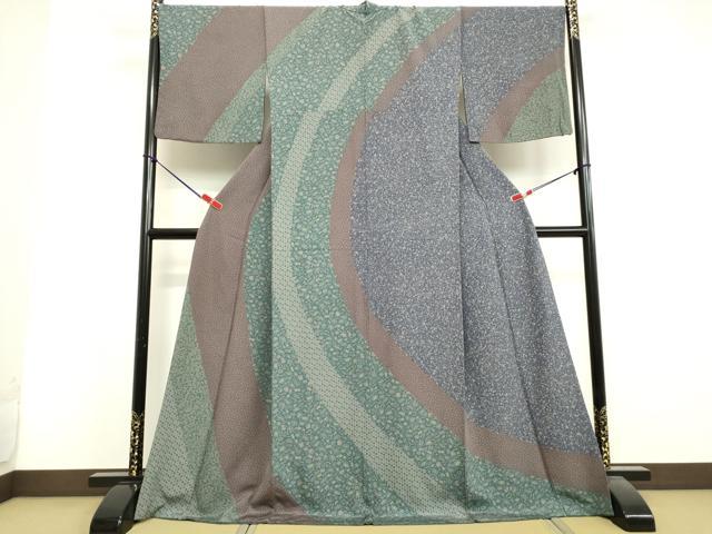 平和屋着物●訪問着 型染め 宝尽くし霞舞花文 ロング丈 正絹 逸品 DAAV1246tw