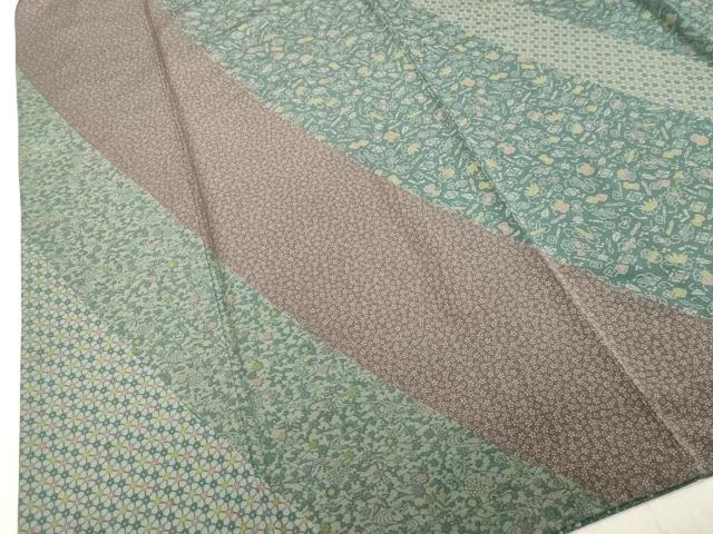 平和屋着物●訪問着 型染め 宝尽くし霞舞花文 ロング丈 正絹 逸品 DAAV1246tw