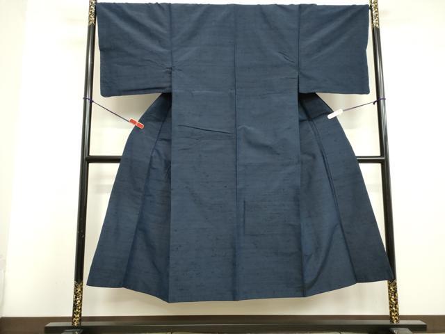 平和屋着物●男性 紬 アンサンブル 青藍色 正絹 逸品 DAAV1311tw