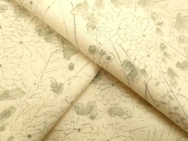 平和屋着物●上質な小紋 紬地 手描き 草花文 正絹 逸品 DAAV1422tw