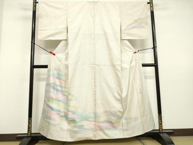 平和屋着物●本場大島紬 白大島 訪問着 作家物 霞文 正絹 逸品 DAAV1423tw