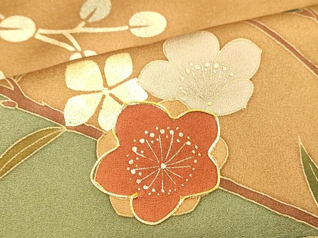 平和屋着物●訪問着 作家物 駒刺繍 流水枝花文 金銀彩 正絹 逸品 DAAV1462tw