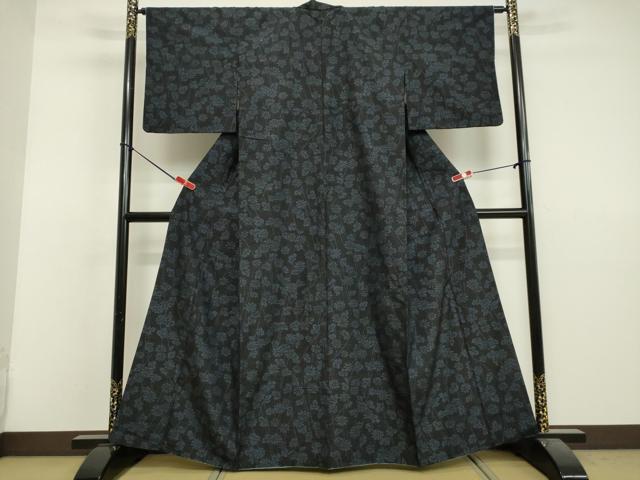 平和屋着物●結城紬 草花文 正絹 逸品 DAAV1473tw