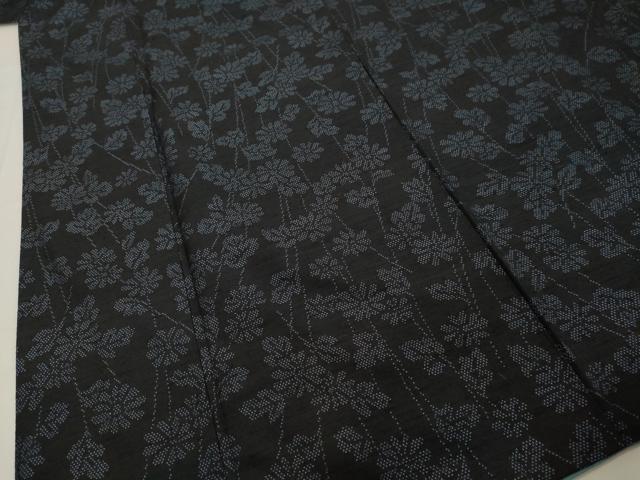 平和屋着物●結城紬 草花文 正絹 逸品 DAAV1473tw