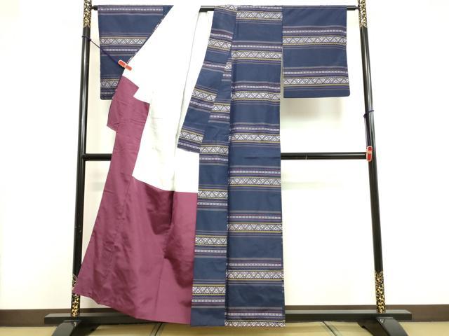 平和屋着物●本場大島紬 横段花文 正絹 逸品 DAAV1496tw