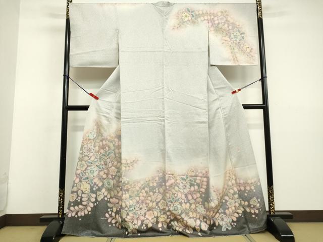 平和屋着物●越後十日町の一流染匠 桐屋・翠山工房 訪問着 絞り 辻が花 暈し染め 金通し地 正絹 逸品 DAAV1518tw