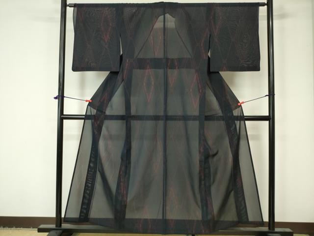 平和屋着物*夏物 小紋 紗 幾何学文様 正絹 逸品 DAAV1592op