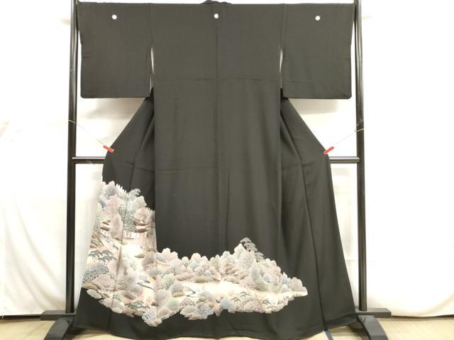 平和屋着物■豪華黒留袖 駒刺繍 風景文 金彩 正絹 逸品 DAAV2042xg