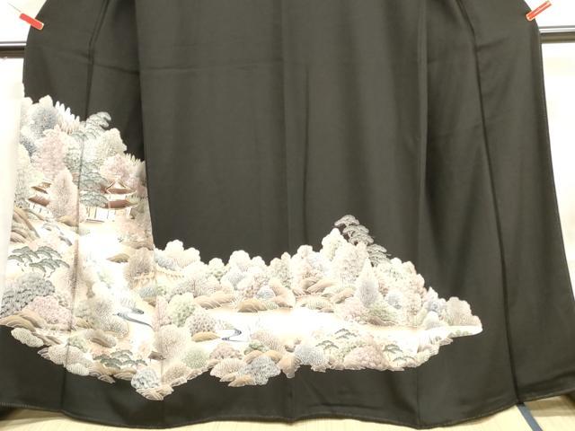 平和屋着物■豪華黒留袖 駒刺繍 風景文 金彩 正絹 逸品 DAAV2042xg